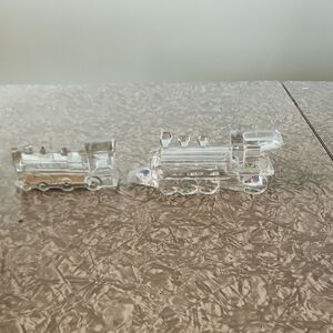 Clear Glass Train Decorative Figurine Set - Elegant Home Accent